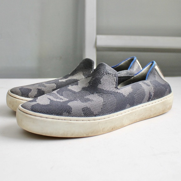 Rothy’s The Original Slip-On Gray Blue Camo Print Sneakers Women's Size 7.5 - Picture 4 of 7